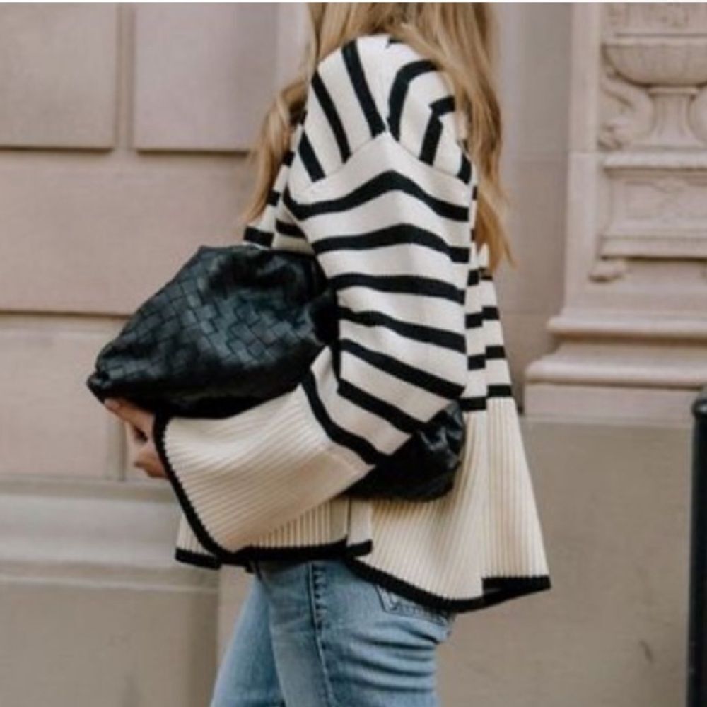 Cream and white striped sweater